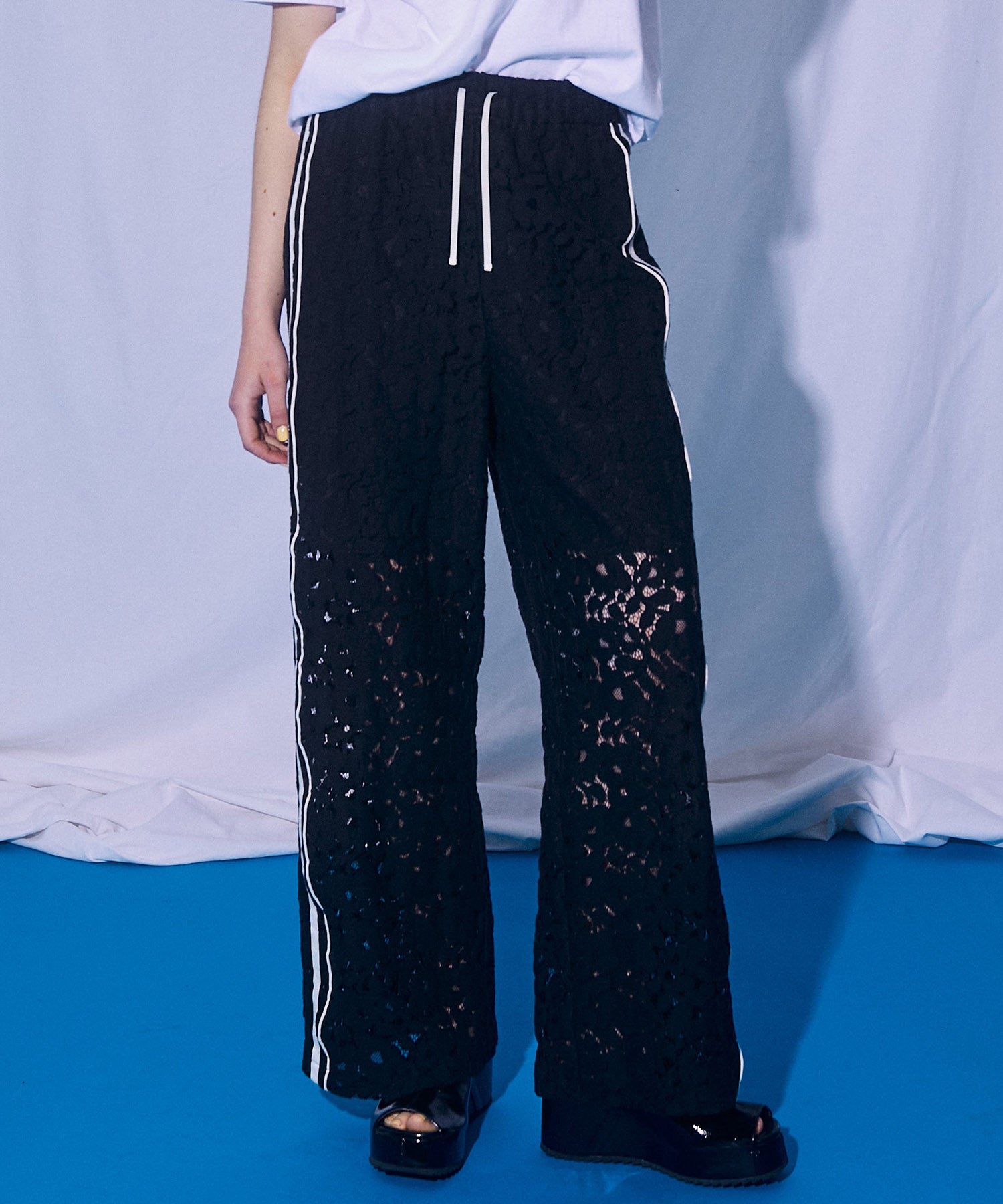 SALE】Side Line Lace Wide Pants