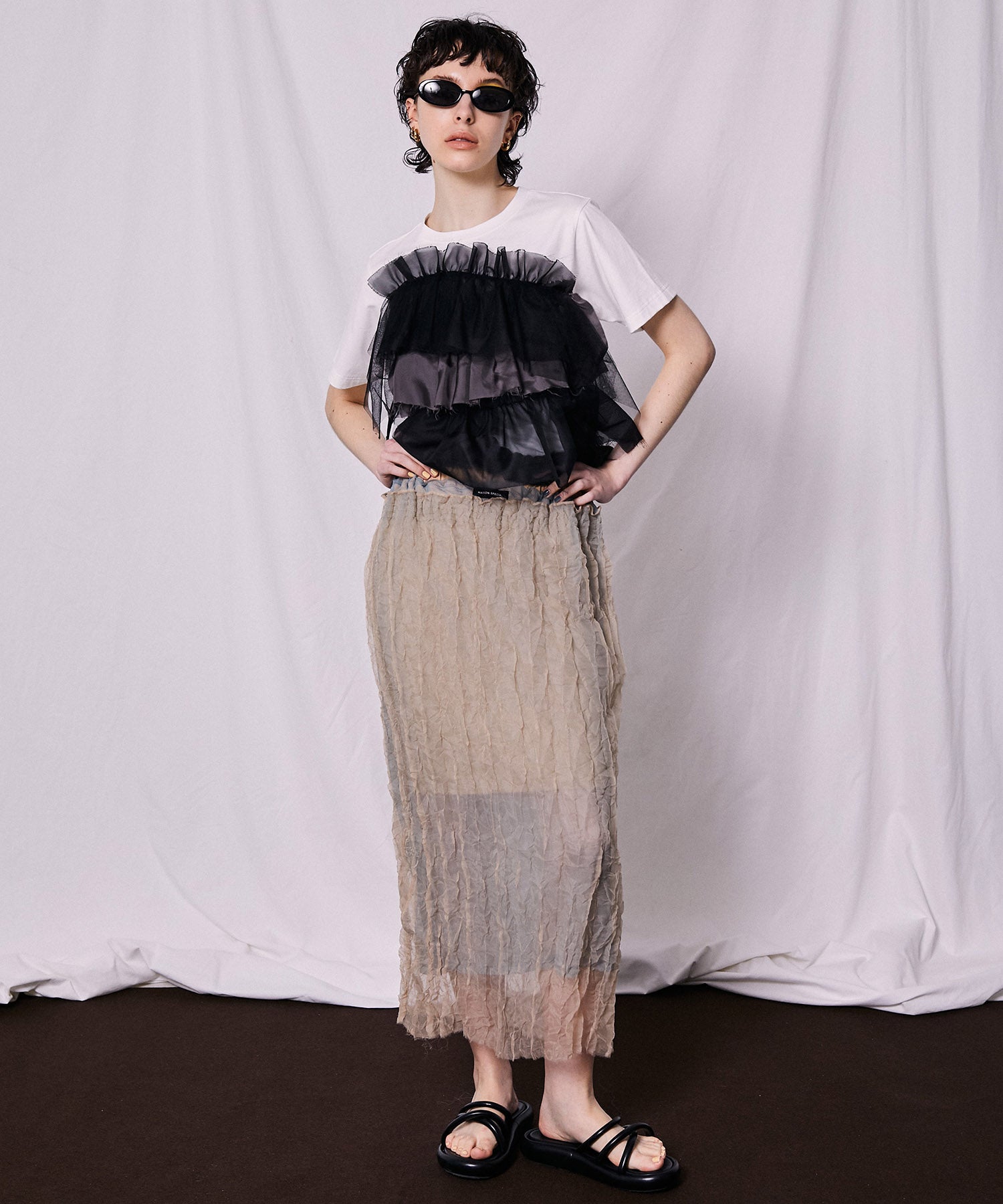 【SALE】Sheer Layered Washer Skirt