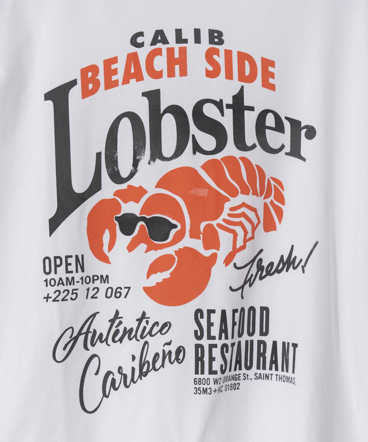 Lobster」ハンドプリントオーバーサイズクルーネックTシャツ