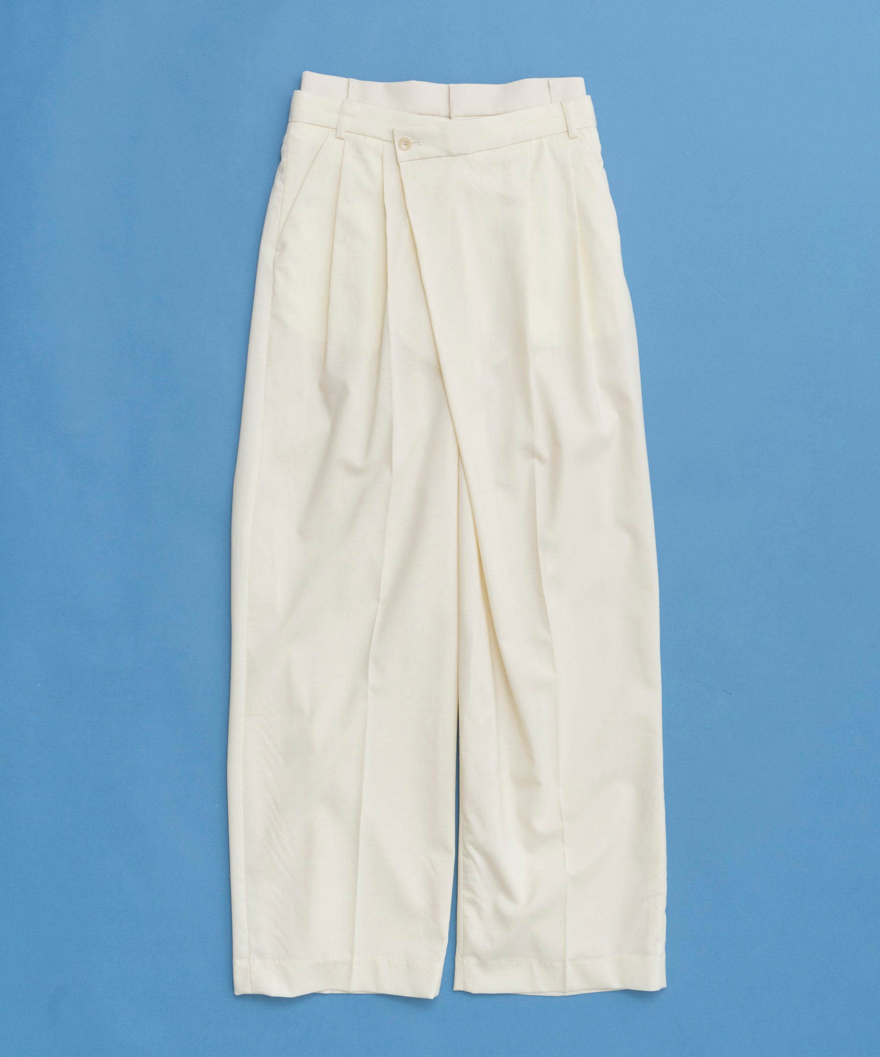 SALE】Double Waist Asymmetry Tuck Pants