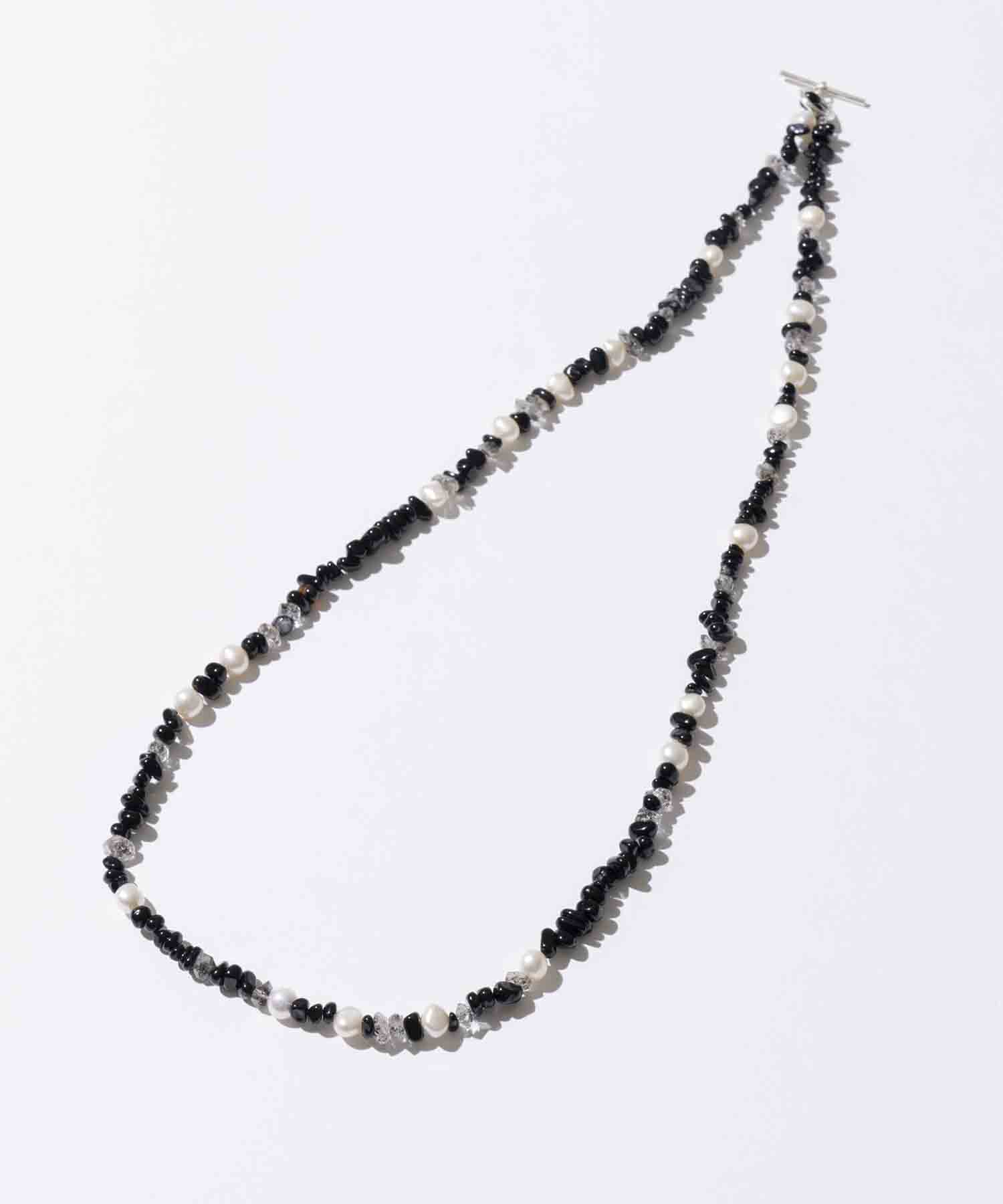 Onyx & Pearl Mix Necklace 80cm