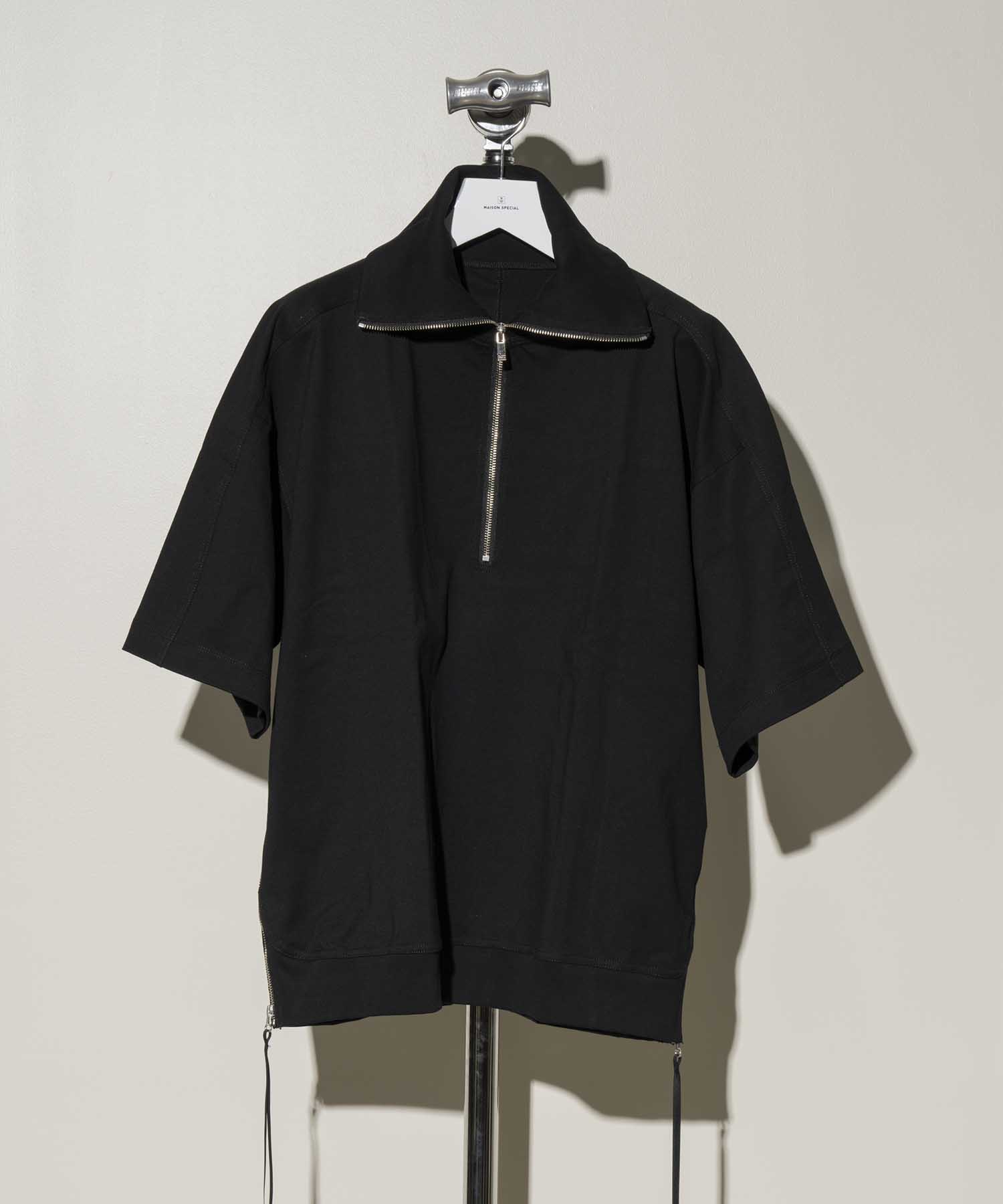 【SALE】Heavy-Weight Cotton Prime-Over Sailor Collar Half Zip T-Shirts