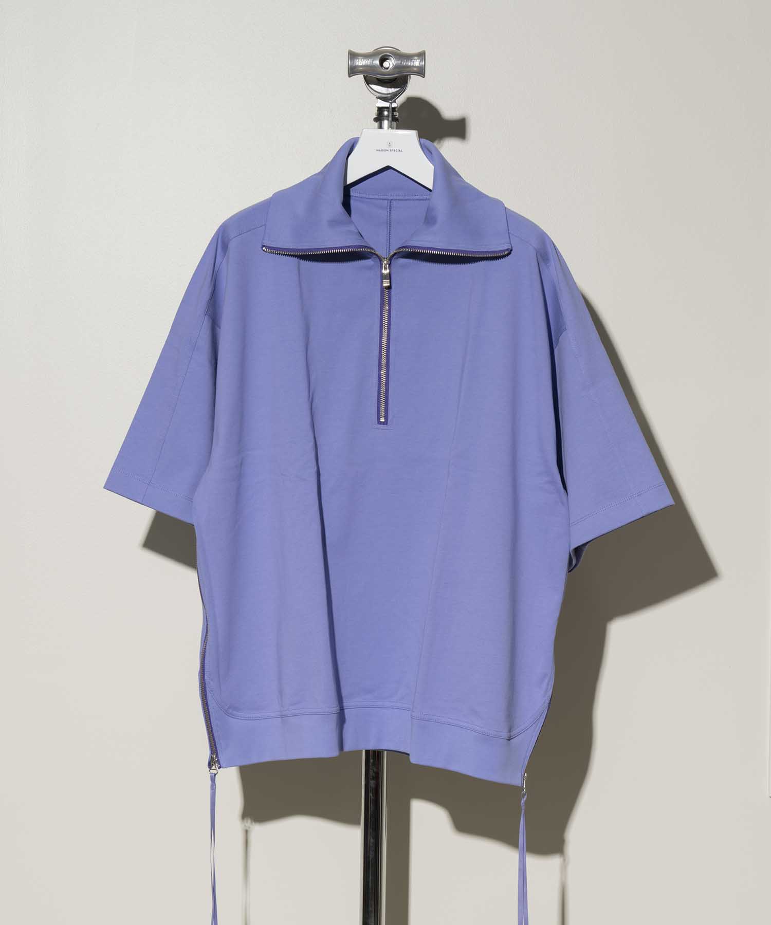 【SALE】Heavy-Weight Cotton Prime-Over Sailor Collar Half Zip T-Shirts