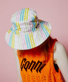 【GANNI】Recycled Tech Bucket Hat Stripes